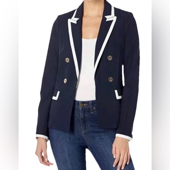 Tommy Hilfiger Jackets & Blazers - Tommy Hilfiger Dark Blue Blazer with White Accents Size 14